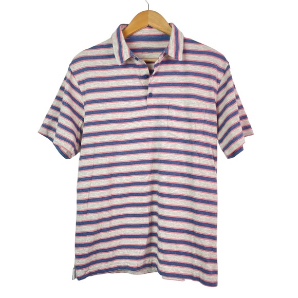 Patagonia Worn Wear Men's Squeaky Clean Rugby Small Striped Peak Pink Polo Shirt - Picture 2 of 16